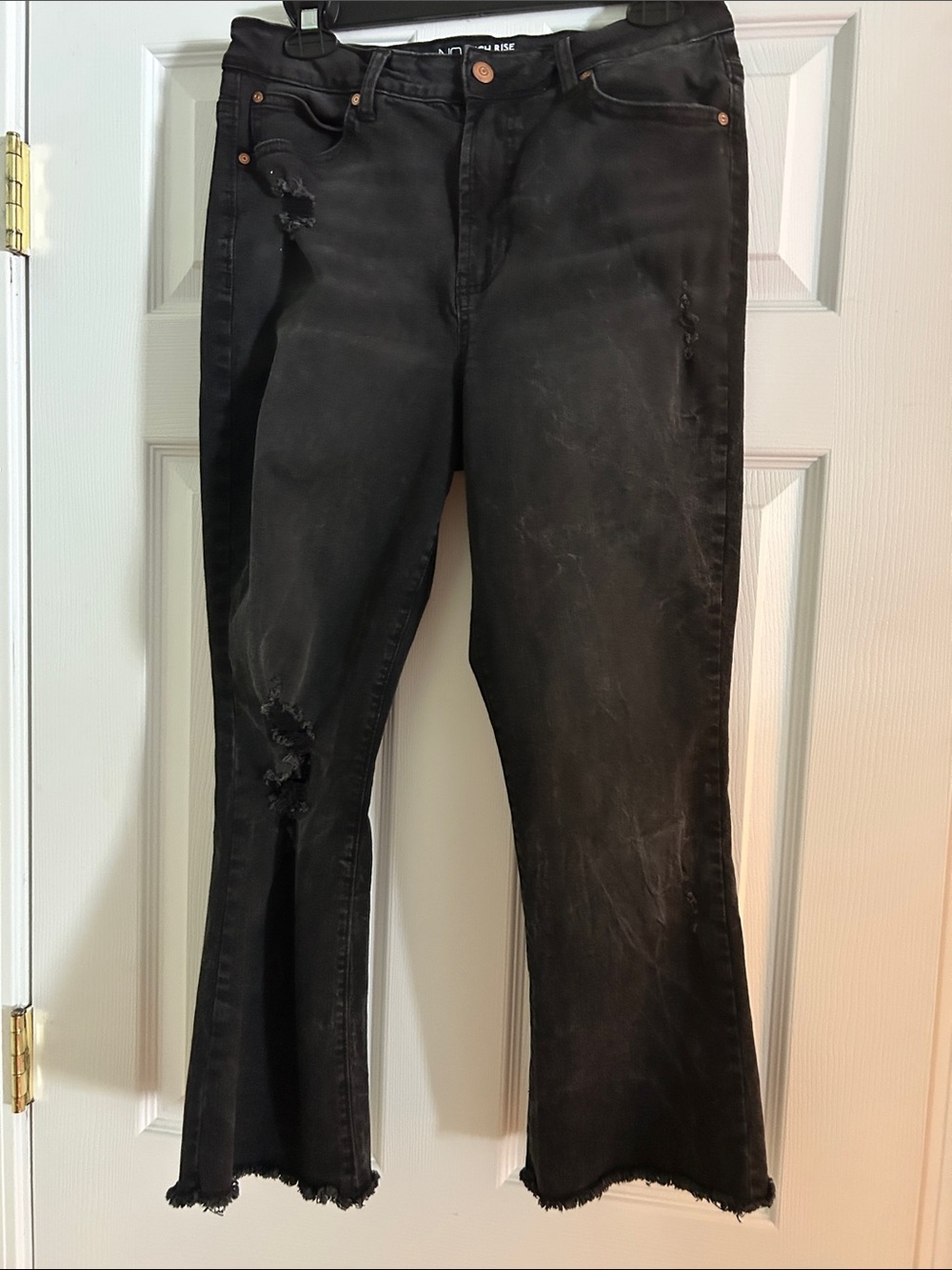 NOBO Black Distressed Flare Jeans